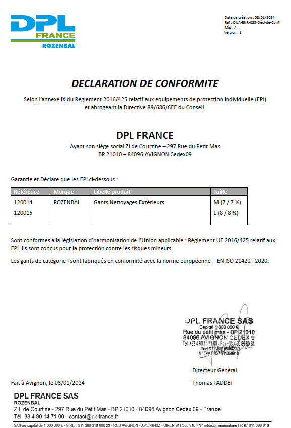 Déclaration conformité 120014 - 120015 