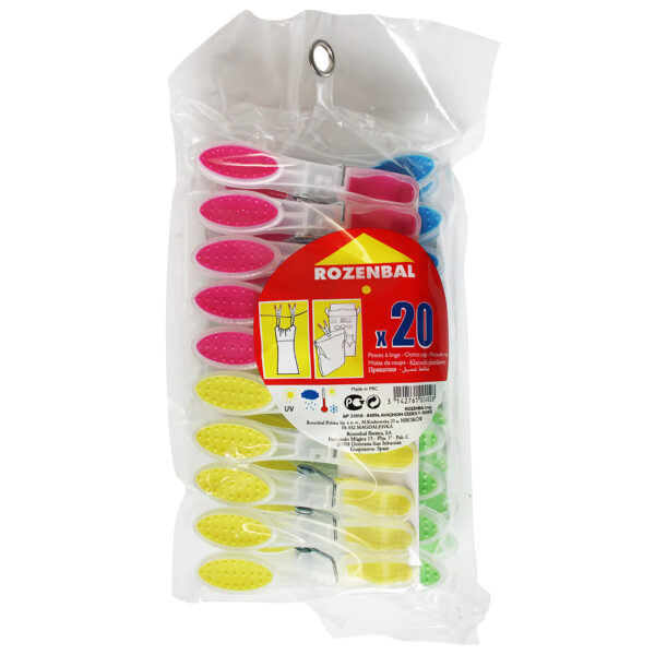 20 pinces à linge plastique bi-matière