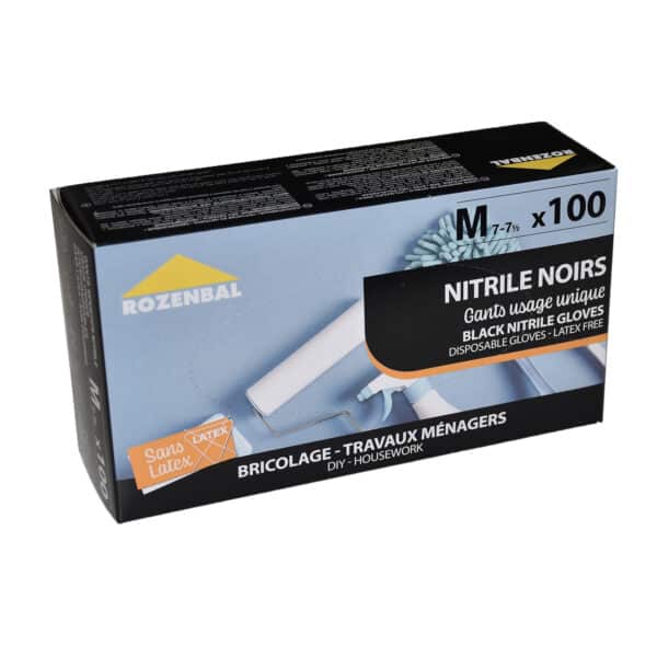 Gants nitrile Noirs x100 Rozenbal