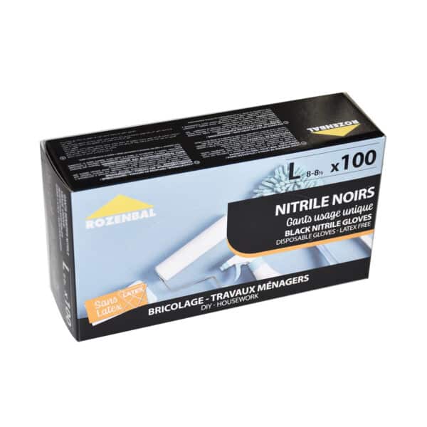 Gants nitrile Noirs x100 Rozenbal